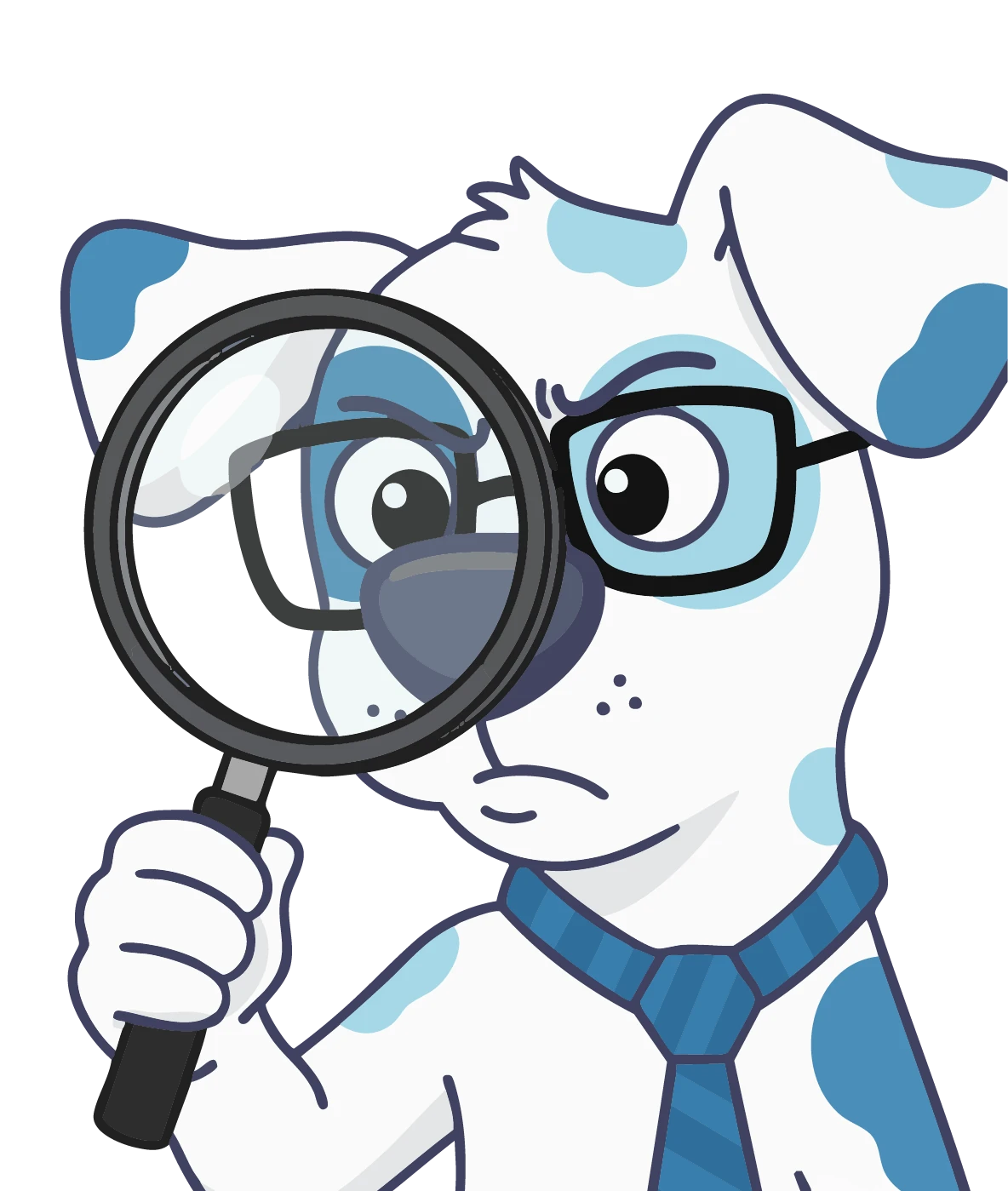 Perro con lupa buscando oportunidad de franquicia