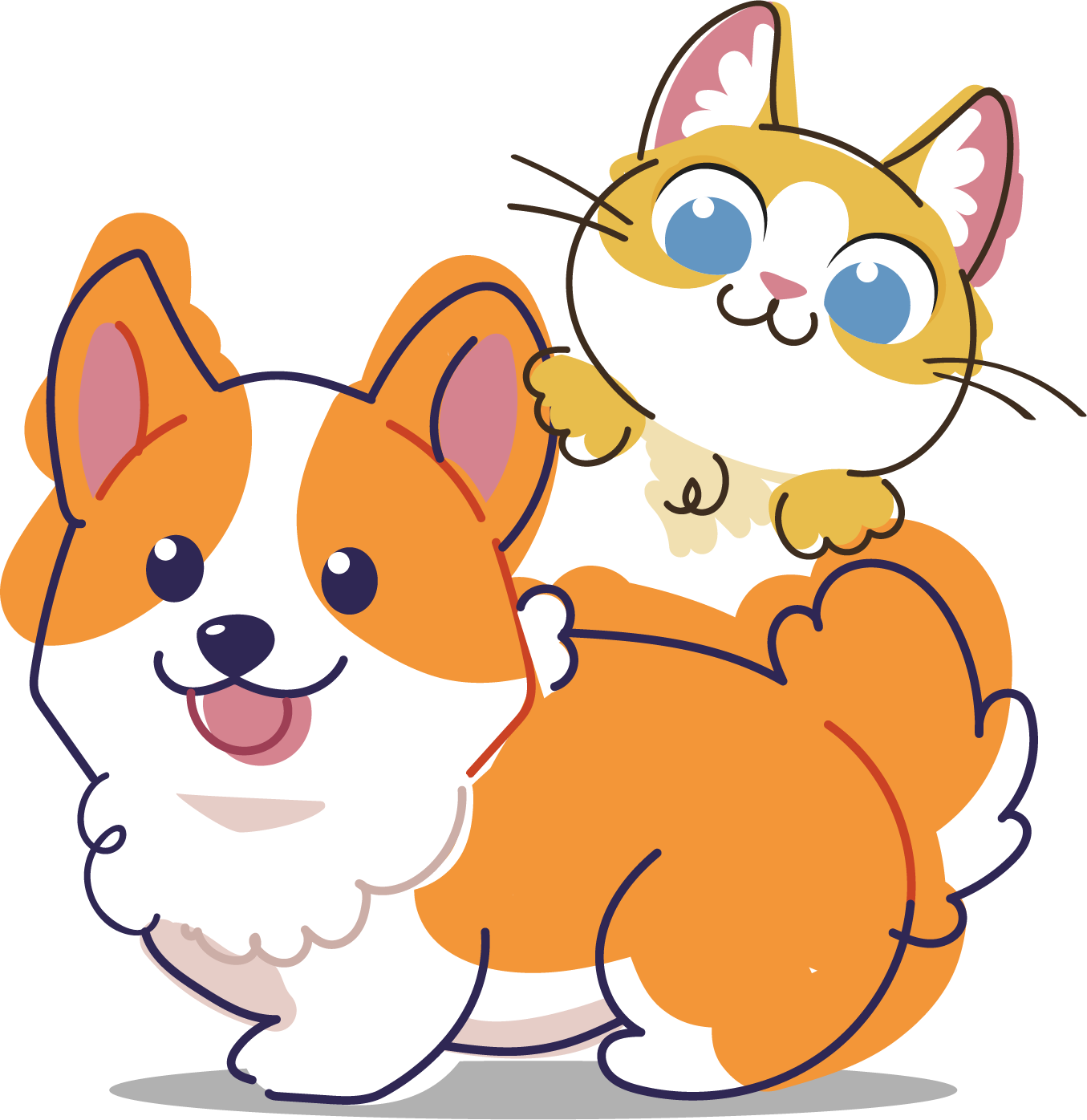 Perro y gato esperando la tienda Trunimal